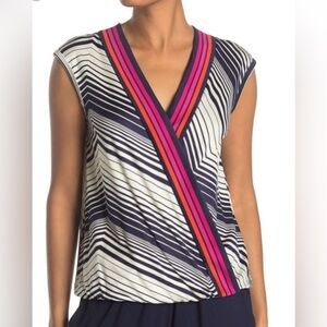 Trina Turk Hampton Viscose Blend Stripe Sleeveless Top